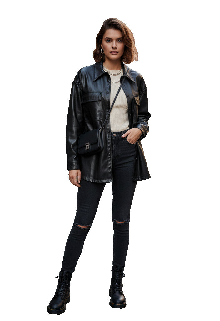 Fabletics Black Faux Leather Jacket Size M