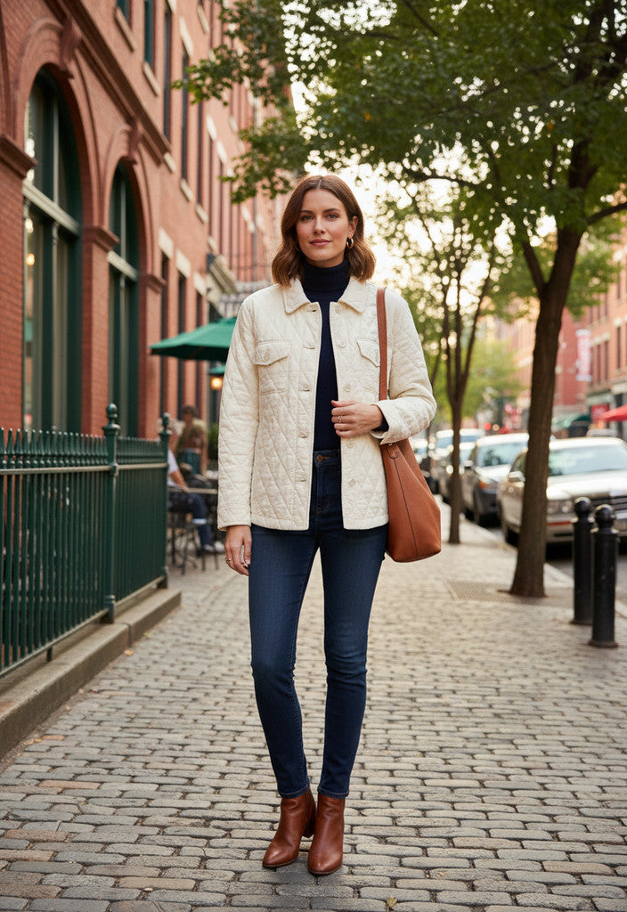 NWT Talbots Quilted Down Jacket Womens Petite XL Cream Collared Jacket