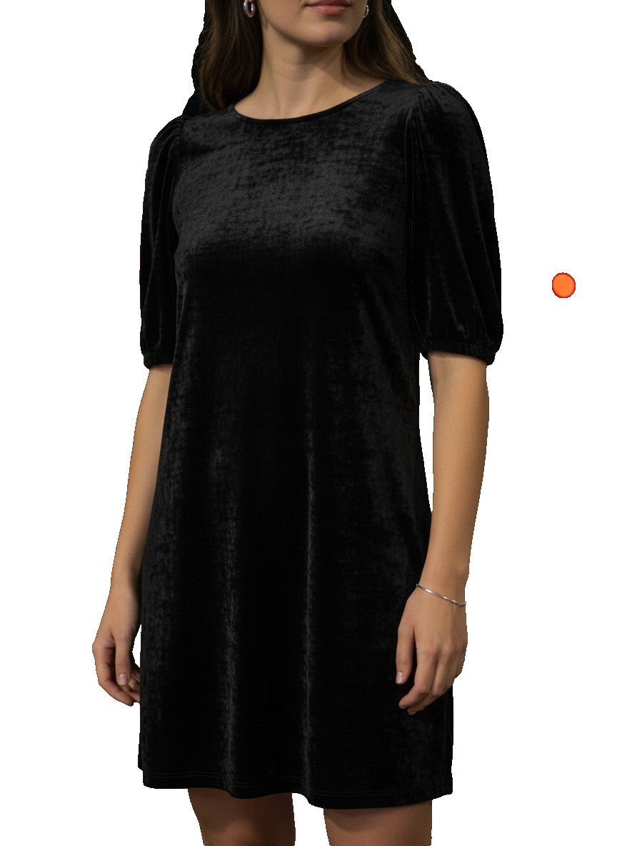 Velvet Dress Slub Gauze Midi Minimalist Beach Flowy Boho Casual Black L