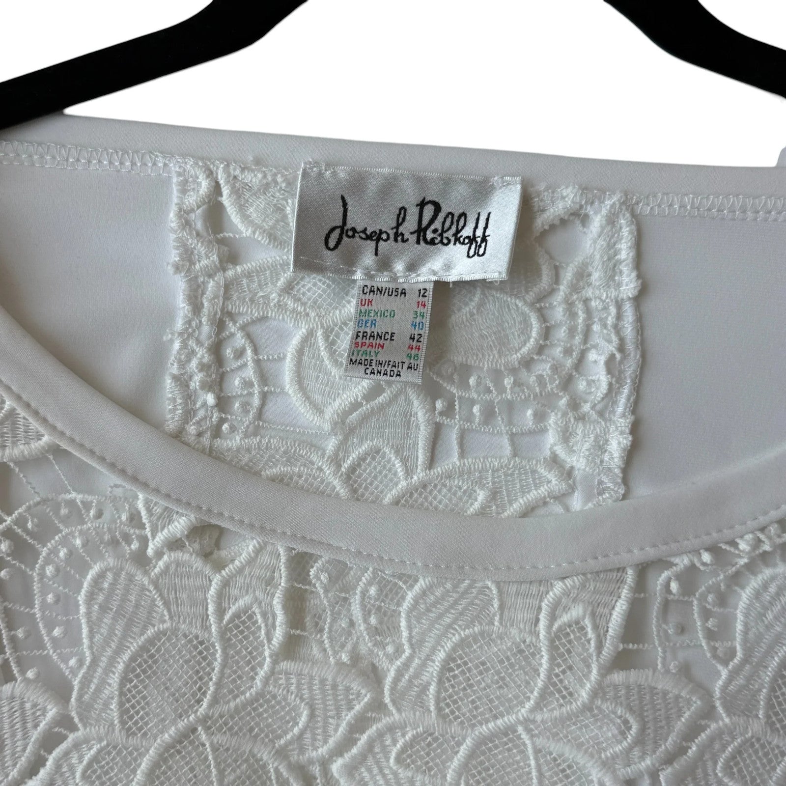Joseph Ribkoff Crochet White Tunic. Size 14
