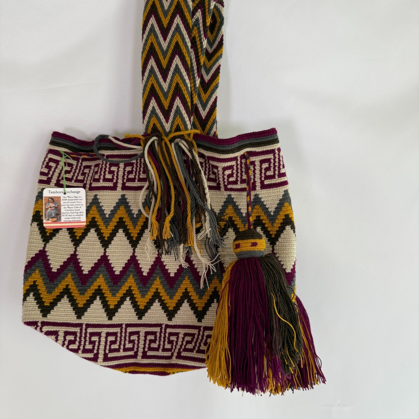 American Native Wayuu Handcrafted Shoulder Bag creation from Colombia