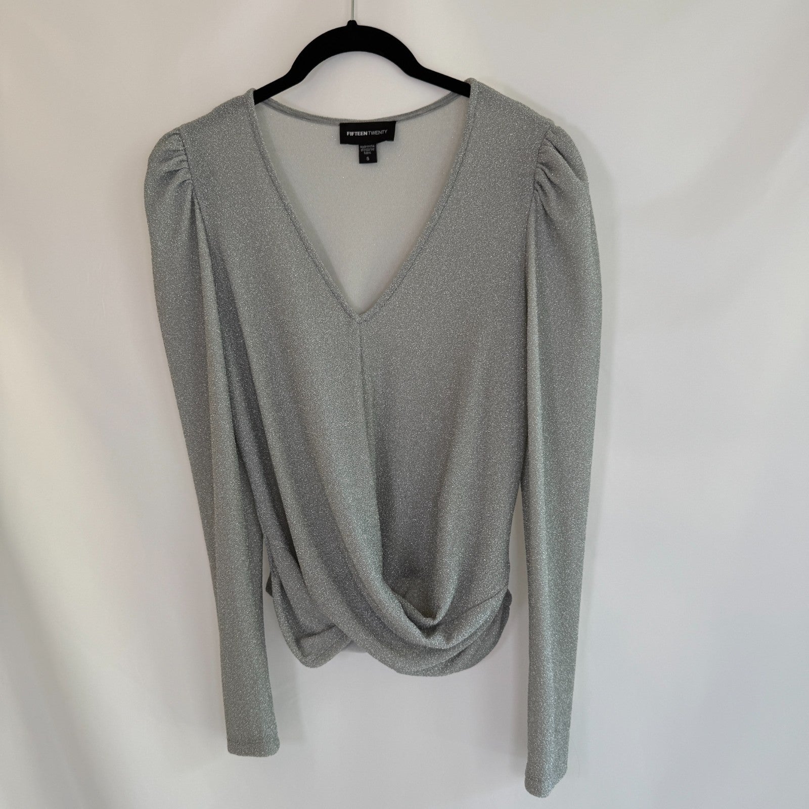 Fifteen Twenty Metallic Silver Lightweight Sweater Size S
