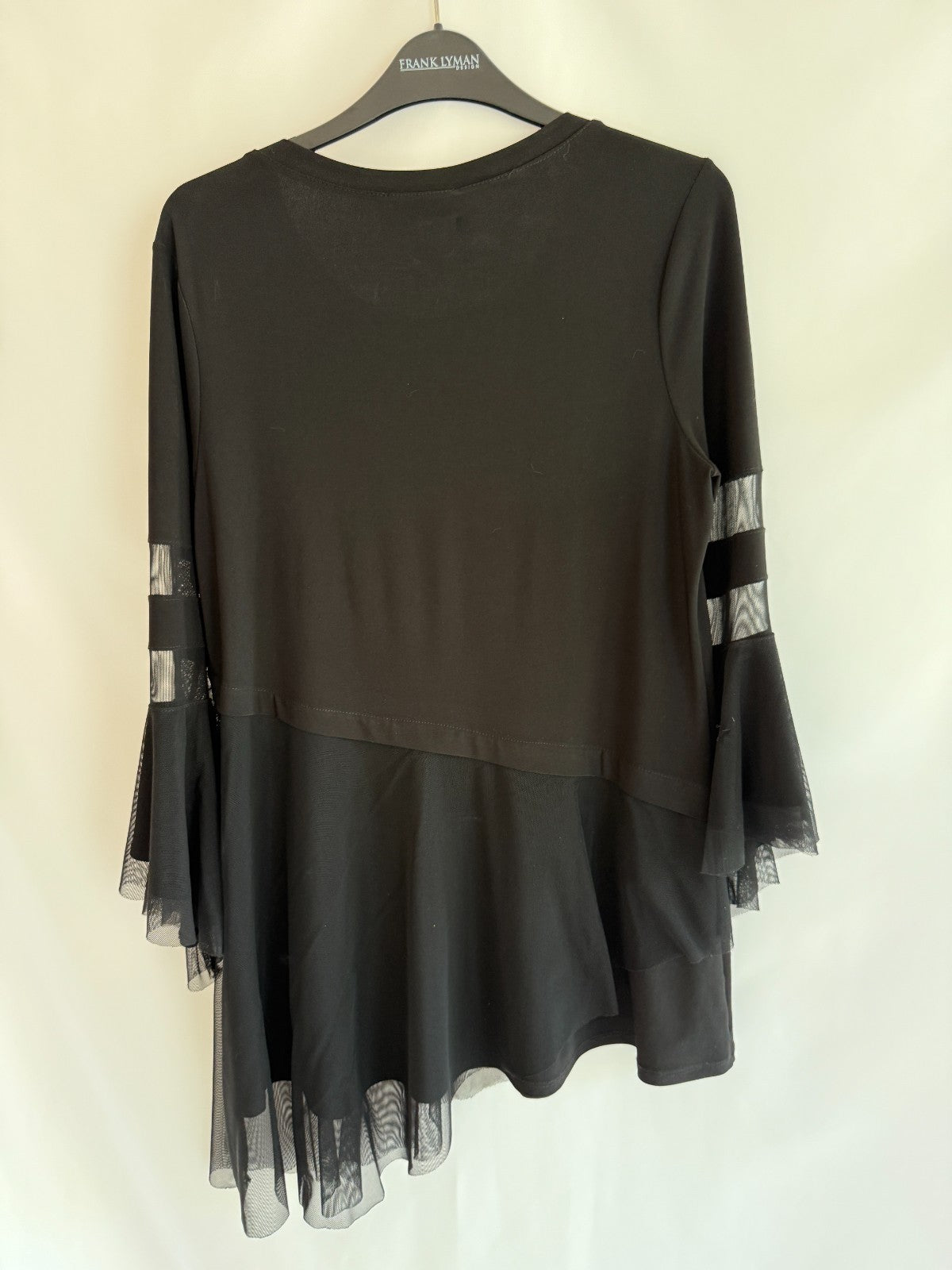 Frank Lyman Black Tunic with sheer overlay hemline Size 10