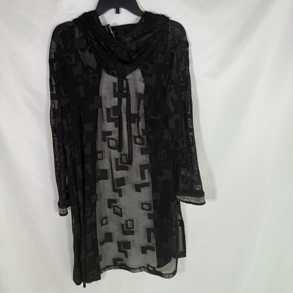 Frank Lyman Sheer Knit Wrap Black with silver embellishment Size 14