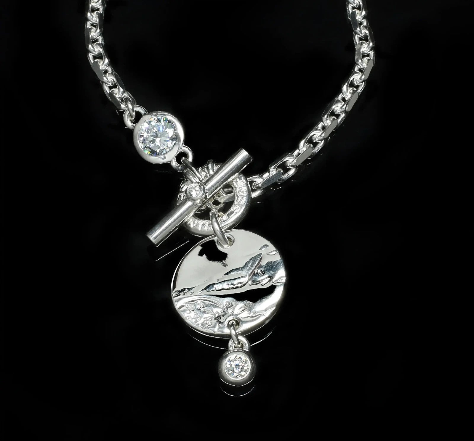 Serenity Jewels 19.5" Scripted Gem Solid Argentium Sterling Silver Necklace