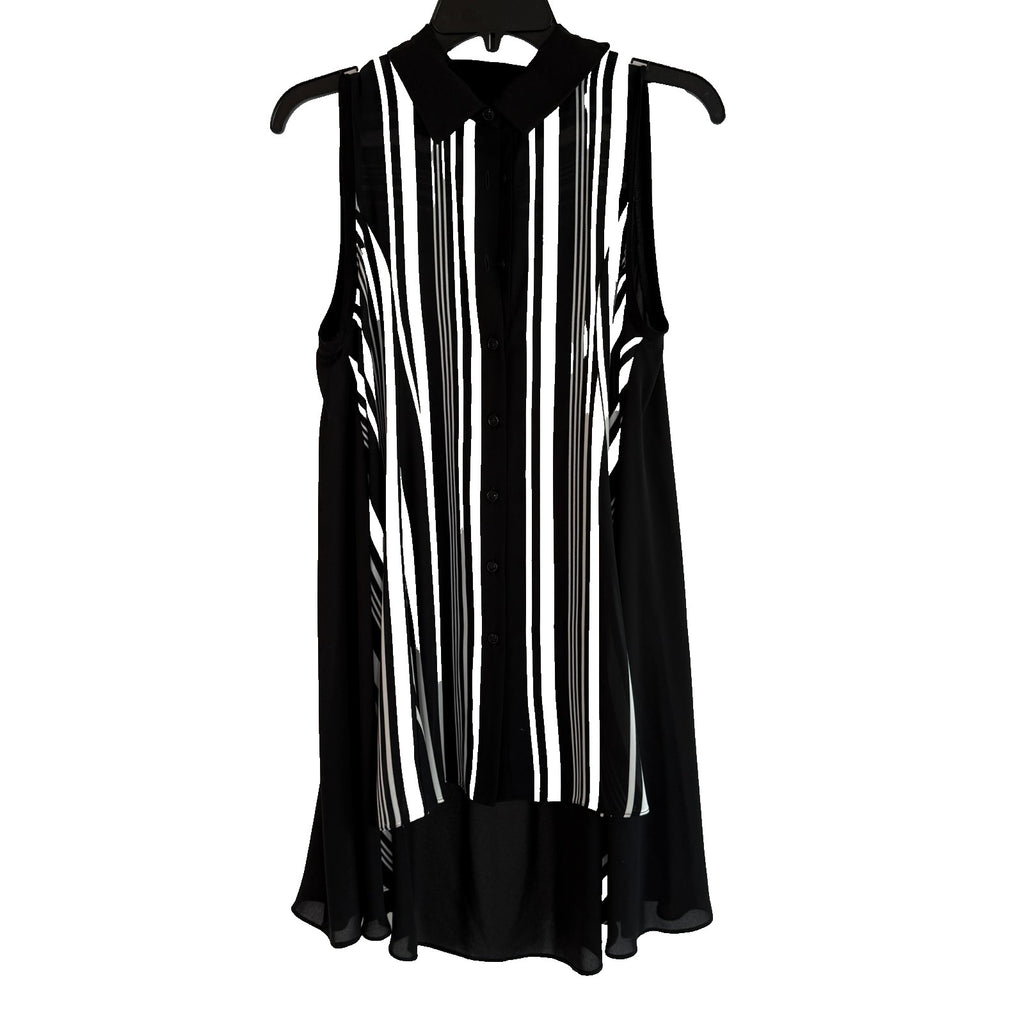 Joseph Ribkoff Sleeveless Black & White Striped Tunic Size 6