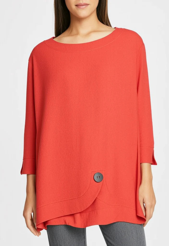 Joseph Ribkoff Orange Tunic with Black Button Adornment Size 14