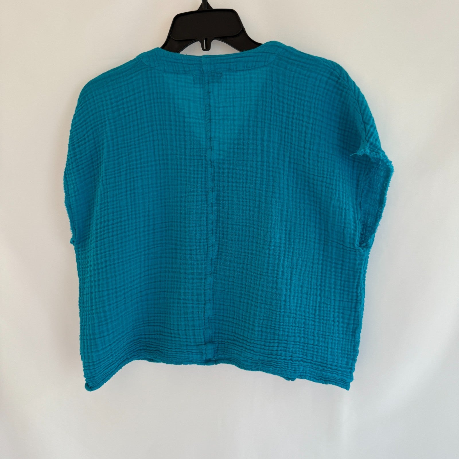 Michael Stars Evie Crossover Surplice Gauze Top Teal Size L