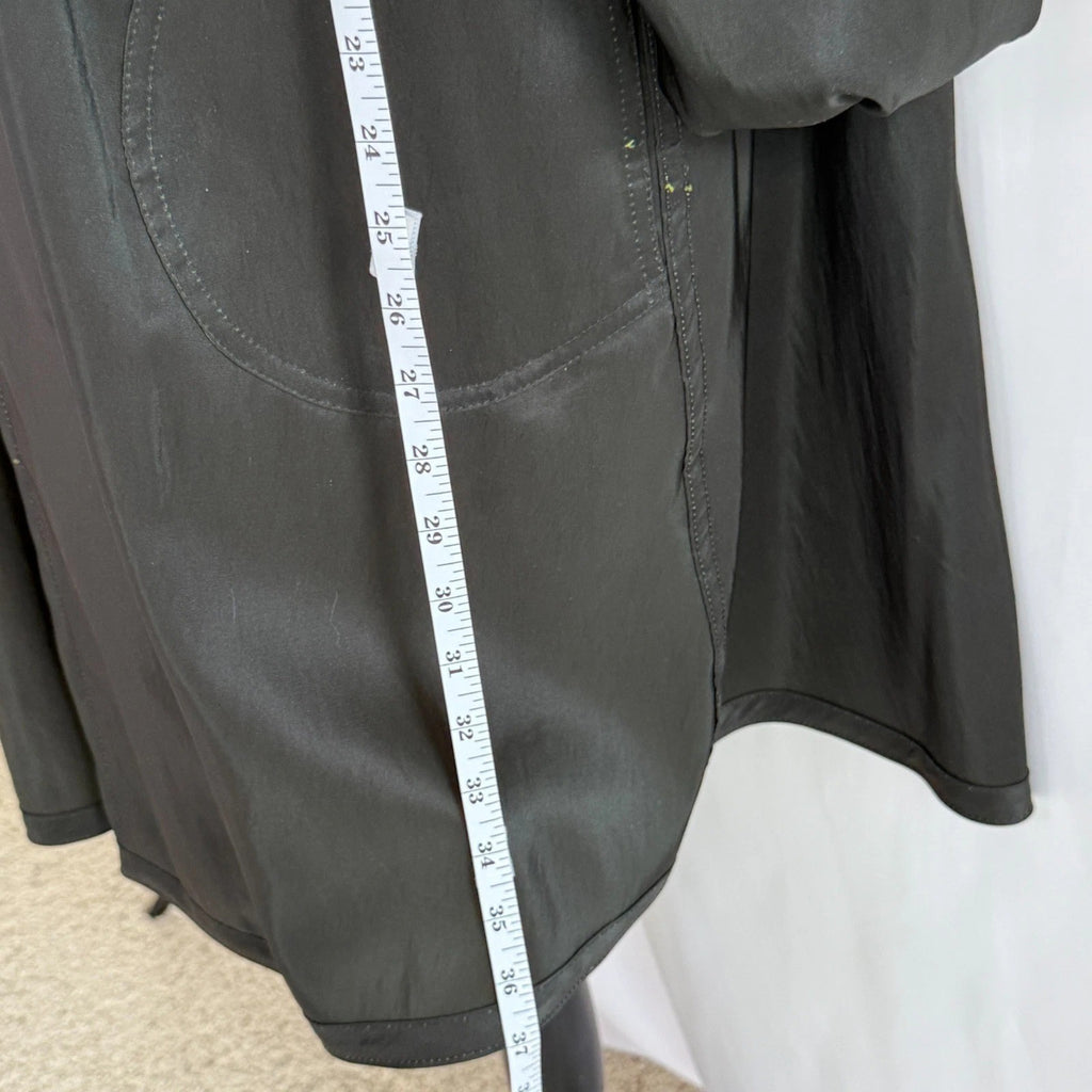 LL Bean Long Trench Rain Coat Hooded Removable Wool Liner Black Size XL