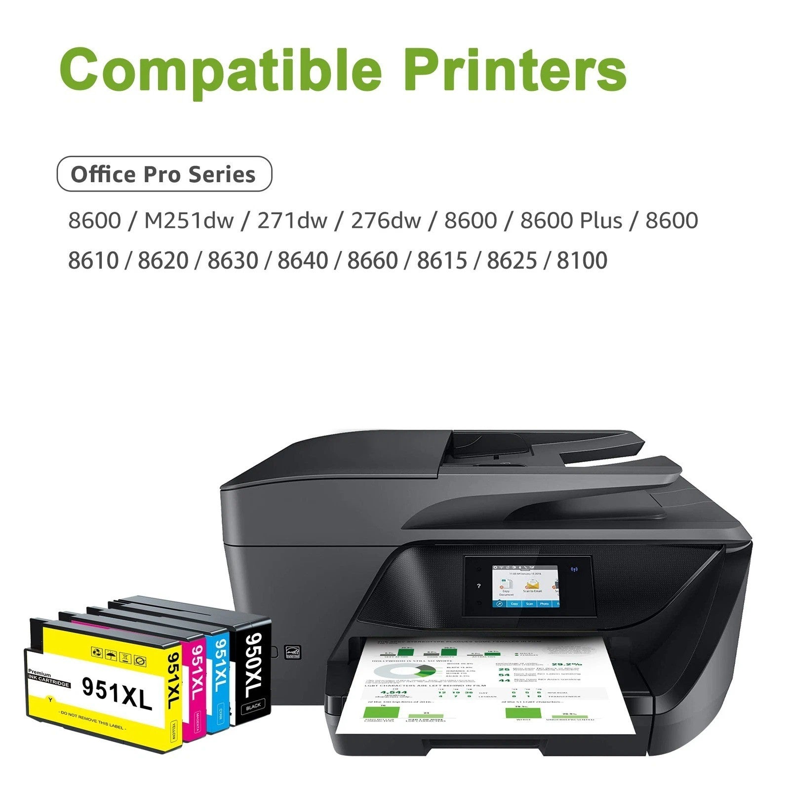New 4PK 950XL  951 Ink Cartridge for HP Pro 8640 8660 8630 8615 plus 1 magenta