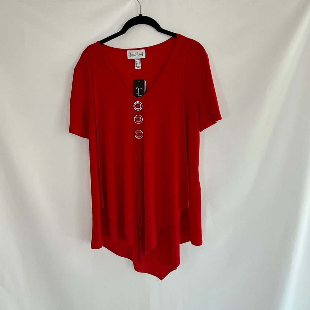 Joseph Ribkoff Short Sleeved Trapeze Red Tunic Size 10