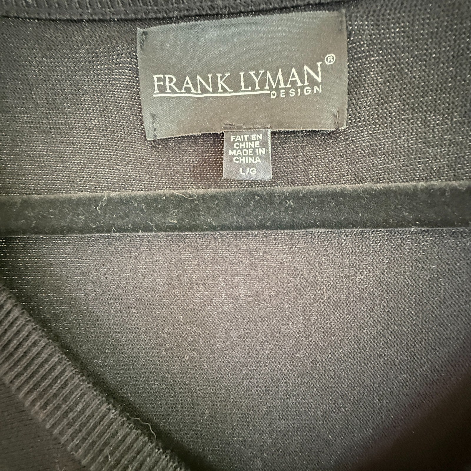 Frank Lyman Black Sweater with Cinched Waist and Silver Embellishments Size L