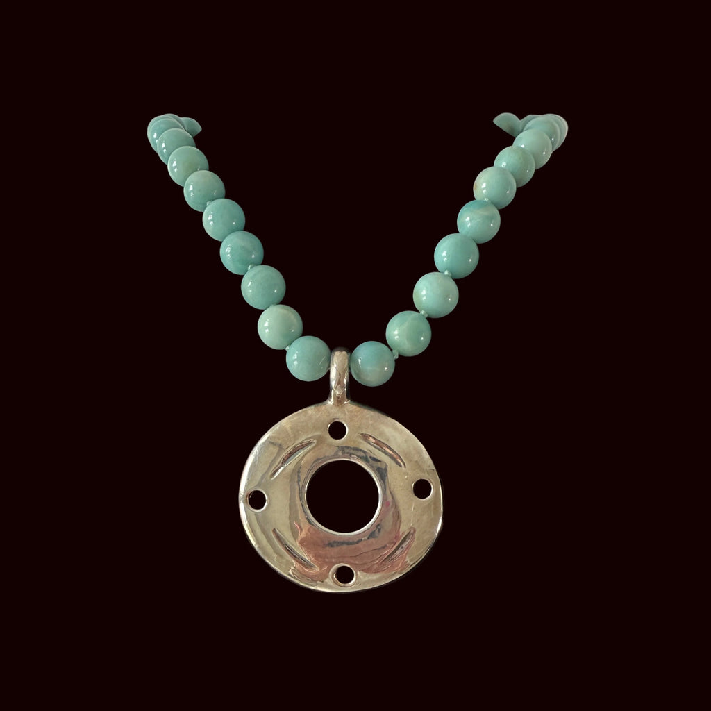 Simon Sebbag Turquoise Beads with Silver Pendant