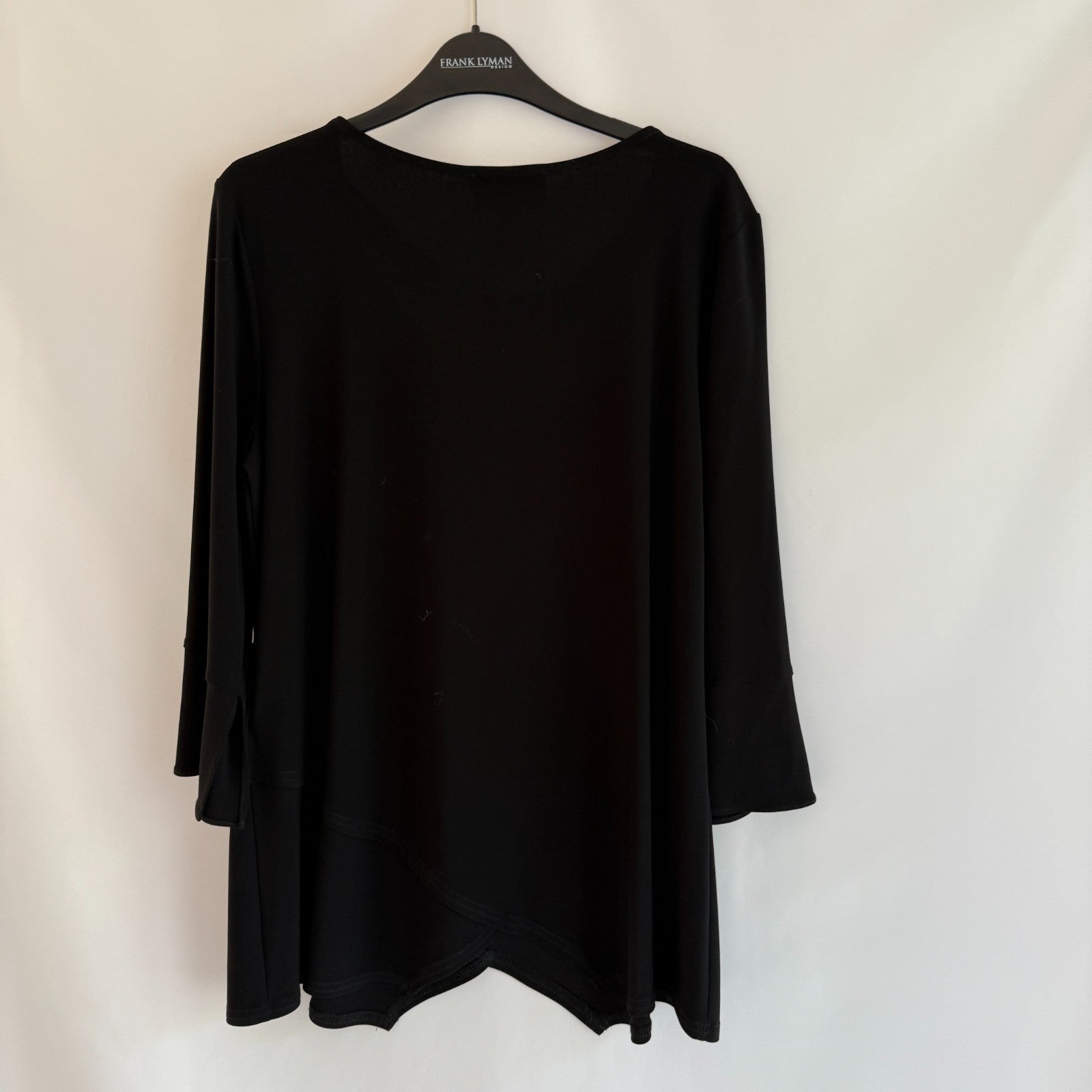 Joseph Ribkoff Black Keyhole Neckline Bell Sleeve Top Style 233081 Size 14