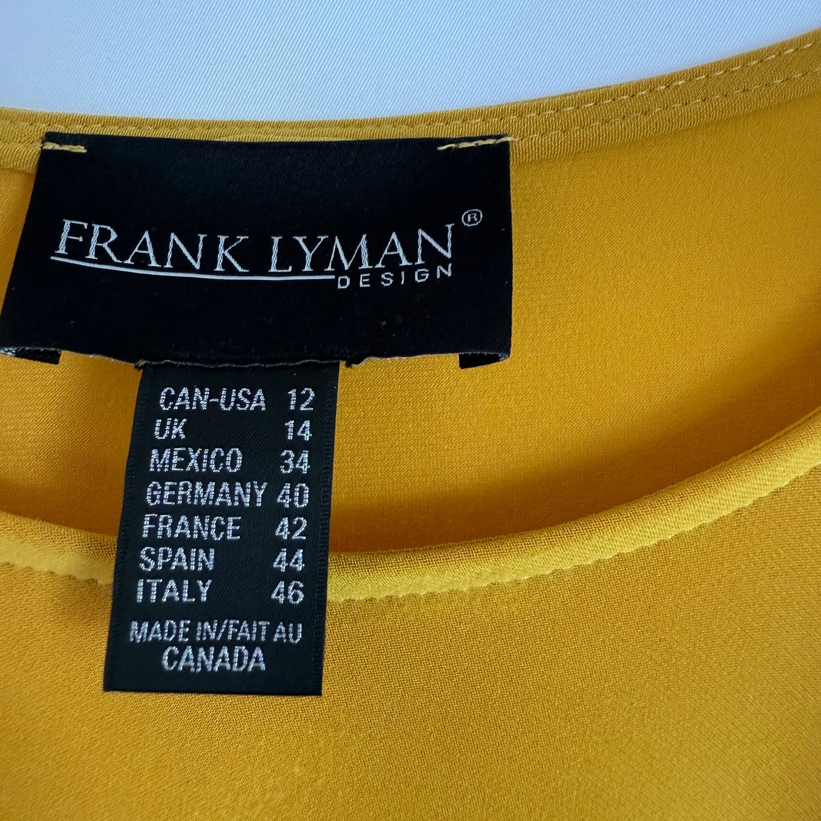 Frank Lyman Gold Tunic Size 12