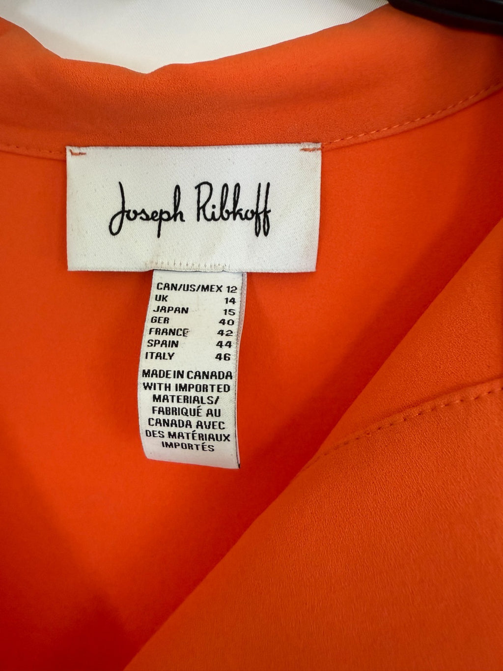 Joseph Ribkoff Orange Collarless Loose Fit Top Size 12