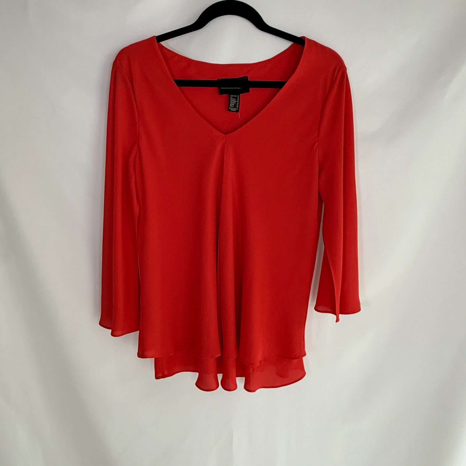 Frank Lyman Blood Orange Draped Tunic Size 12