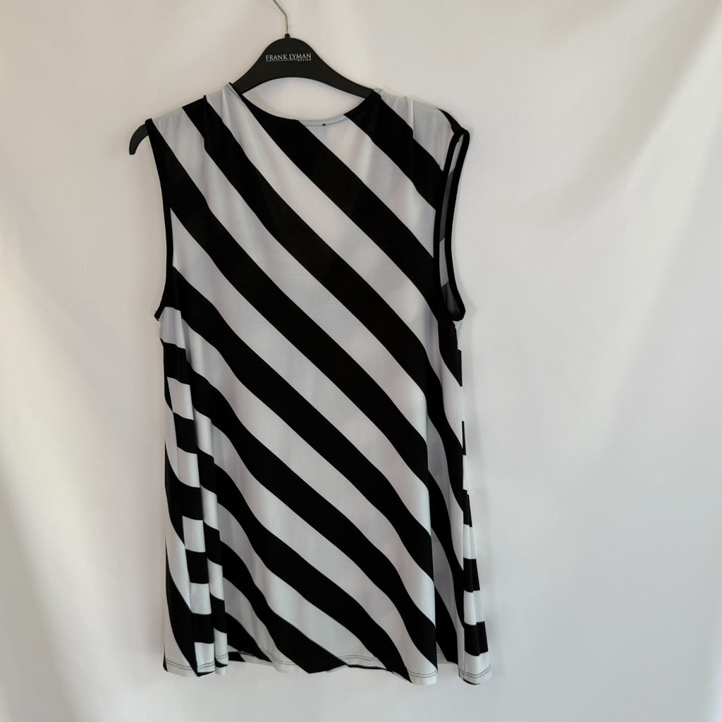 Frank Lyman Sleeveless tunic in black & white stripes with glitter Size 12