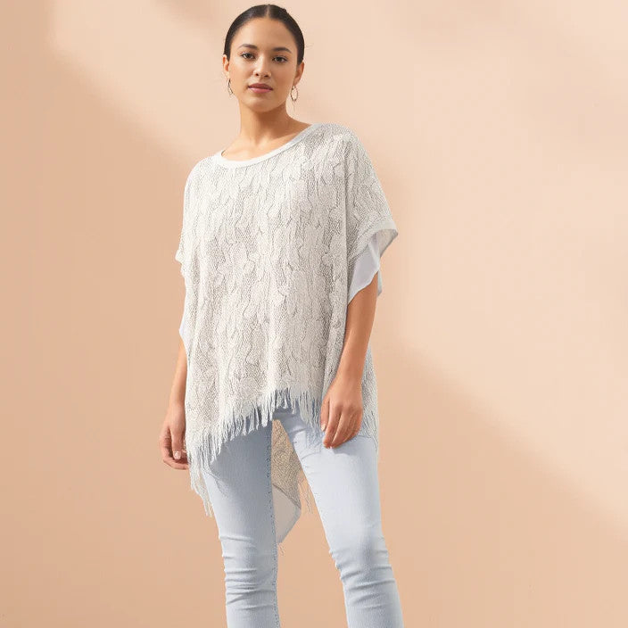 Joseph Ribkoff Crochet White Tunic. Size 14
