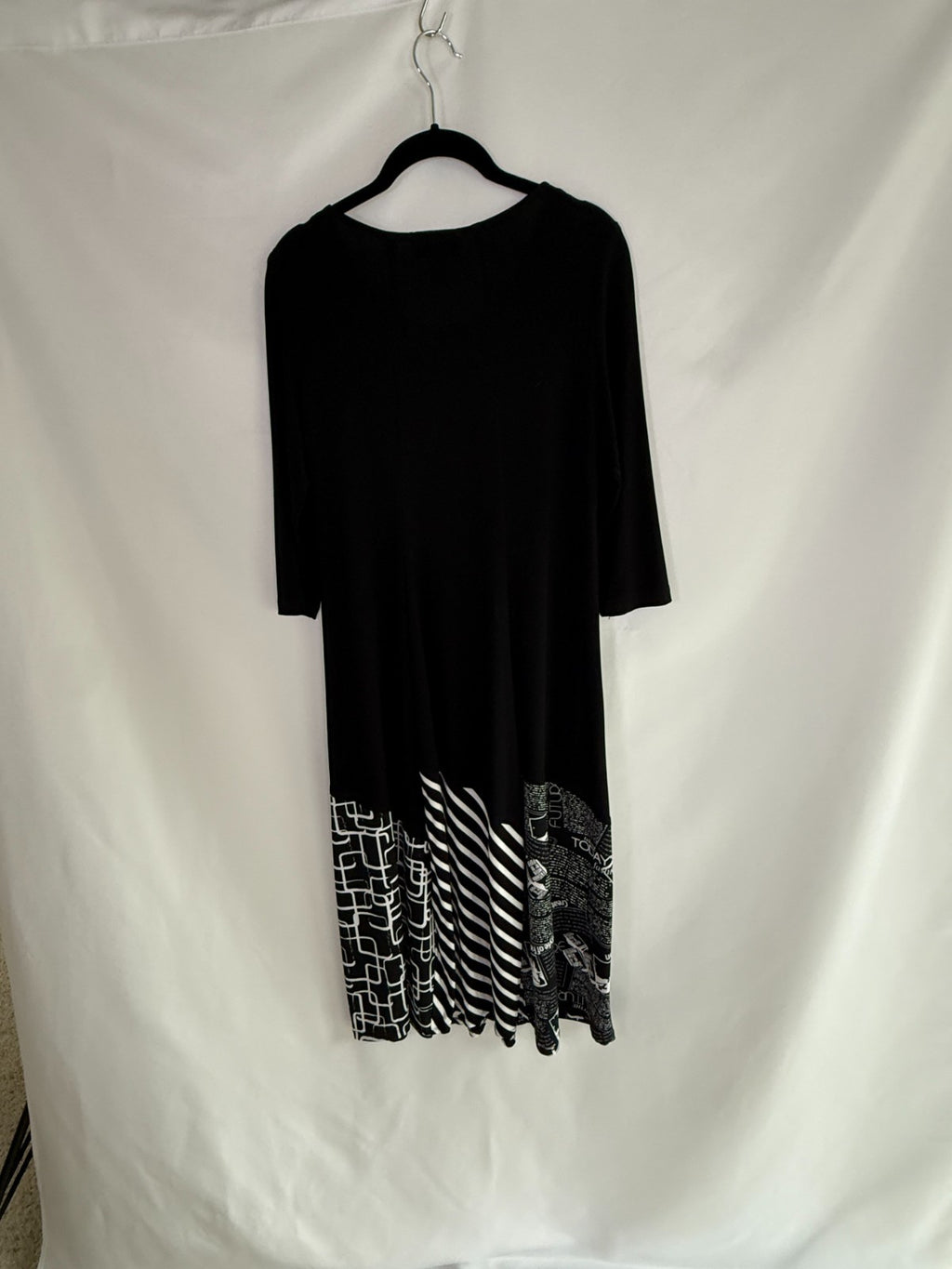 Joseph Ribkoff Midi Dress Black with Stripes Size 12