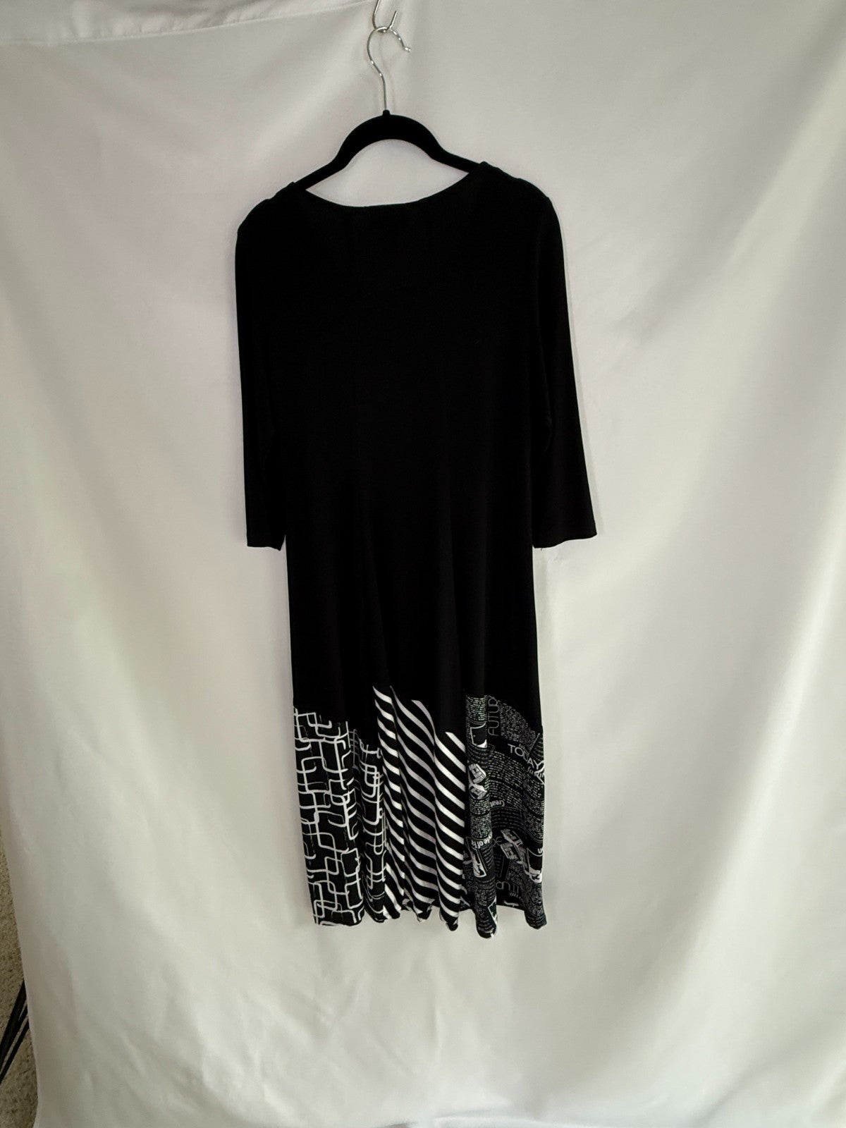 Joseph Ribkoff Midi Dress Black with Stripes Size 12