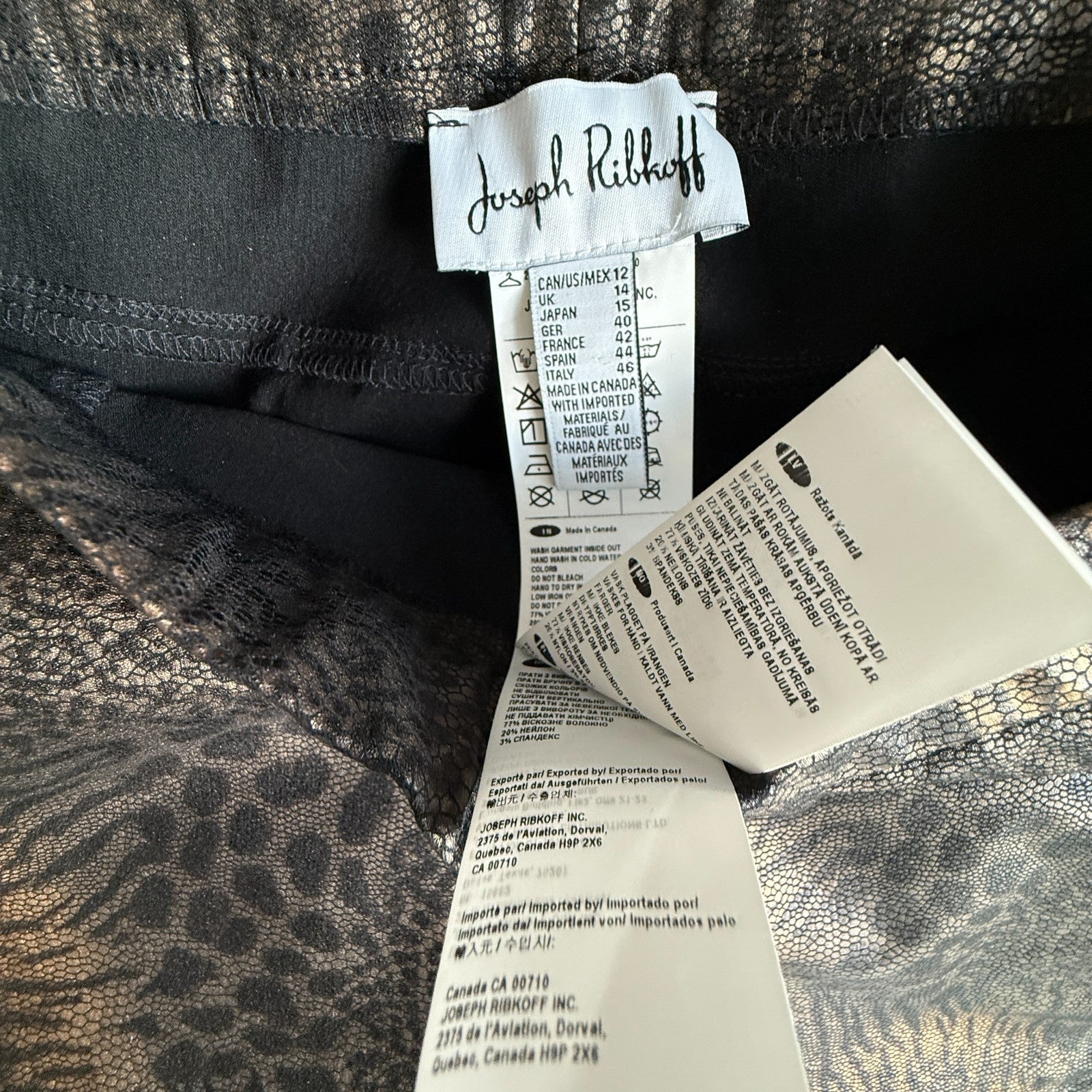 JR Faux Leather Pull On Animal Print Straight Leg Pants Size 12