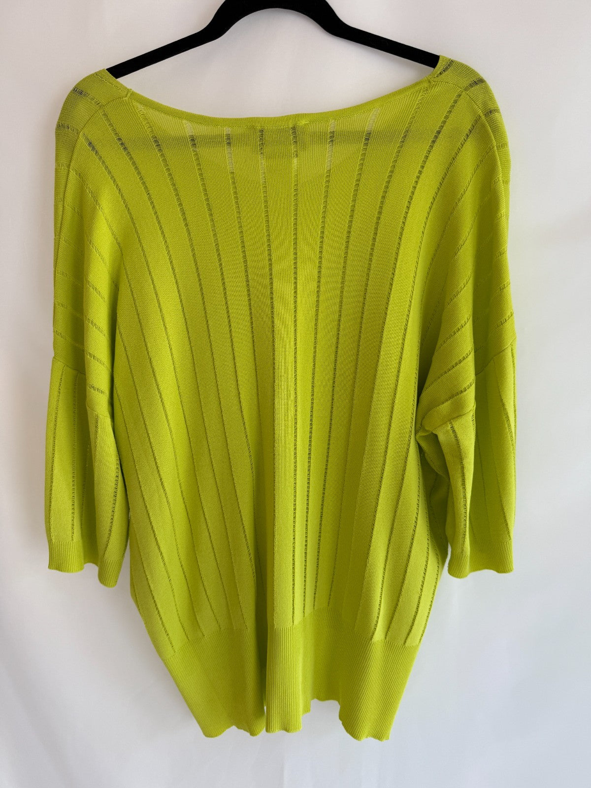 Joseph Ribkoff Lime Green Knit Sweater with Side Slits Size L