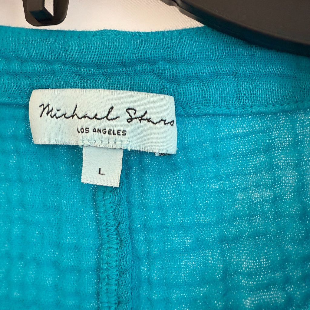 Michael Stars Evie Crossover Surplice Gauze Top Teal Size L