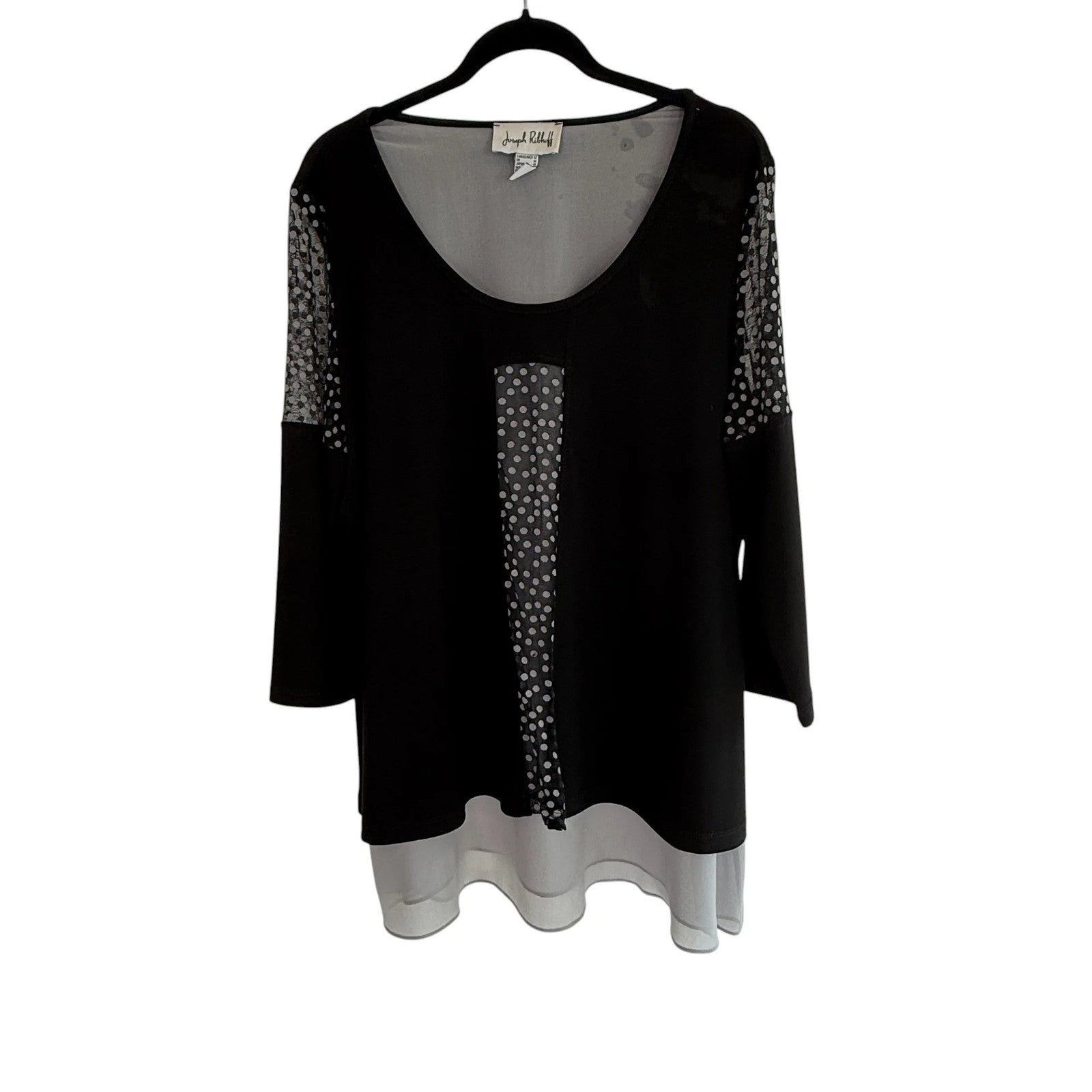 Joseph Ribkoff Black and White Tunic with Sheer Trim Size 12