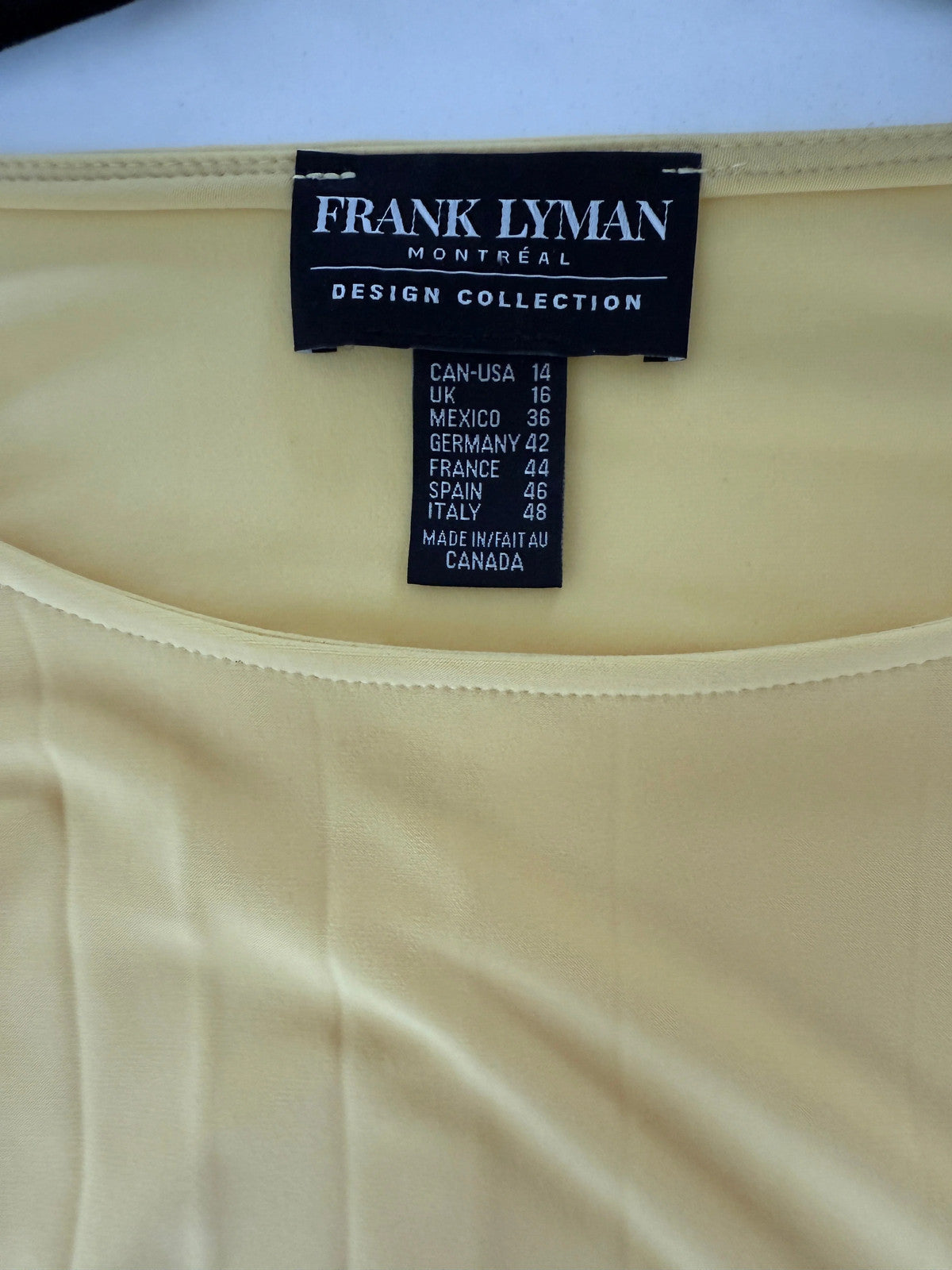 Joseph Ribkoff Yellow Short Tunic Size 14