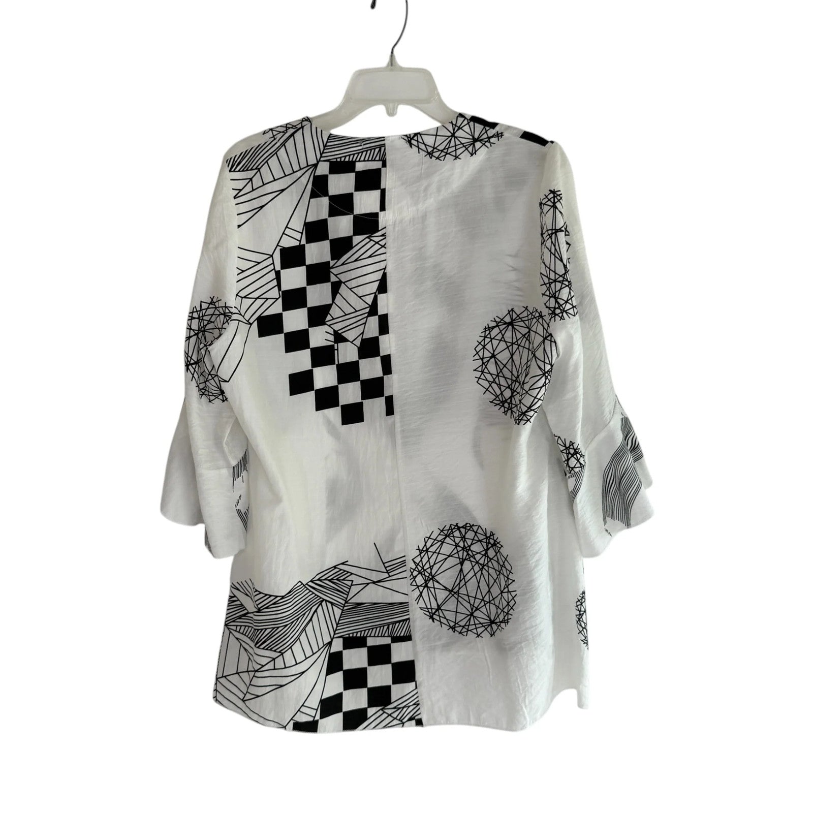 Frank Lyman Black & White Geometric Pattern Jacket/Tunic Size L
