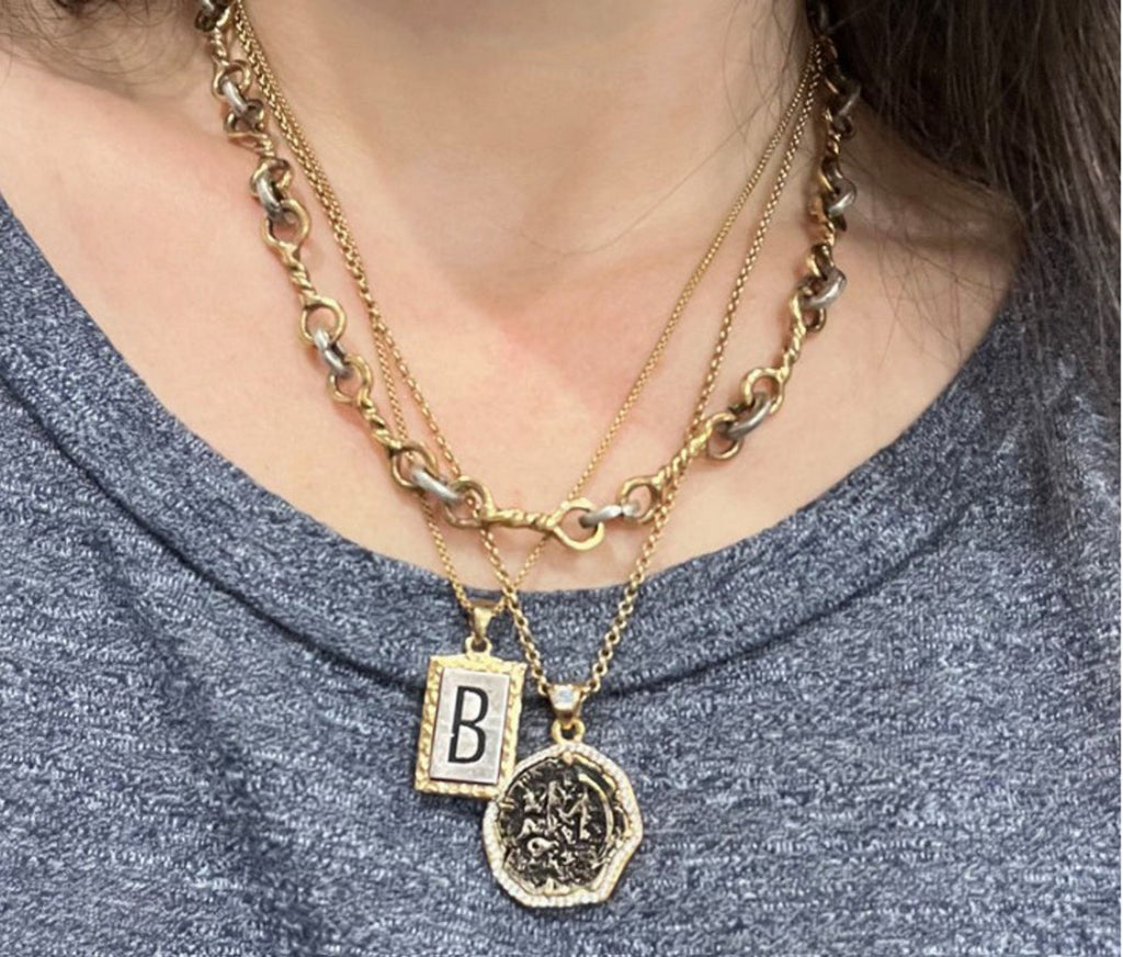 Tat 2 Designs Gold Cubic Zirconia Pave Mini Molat Necklace