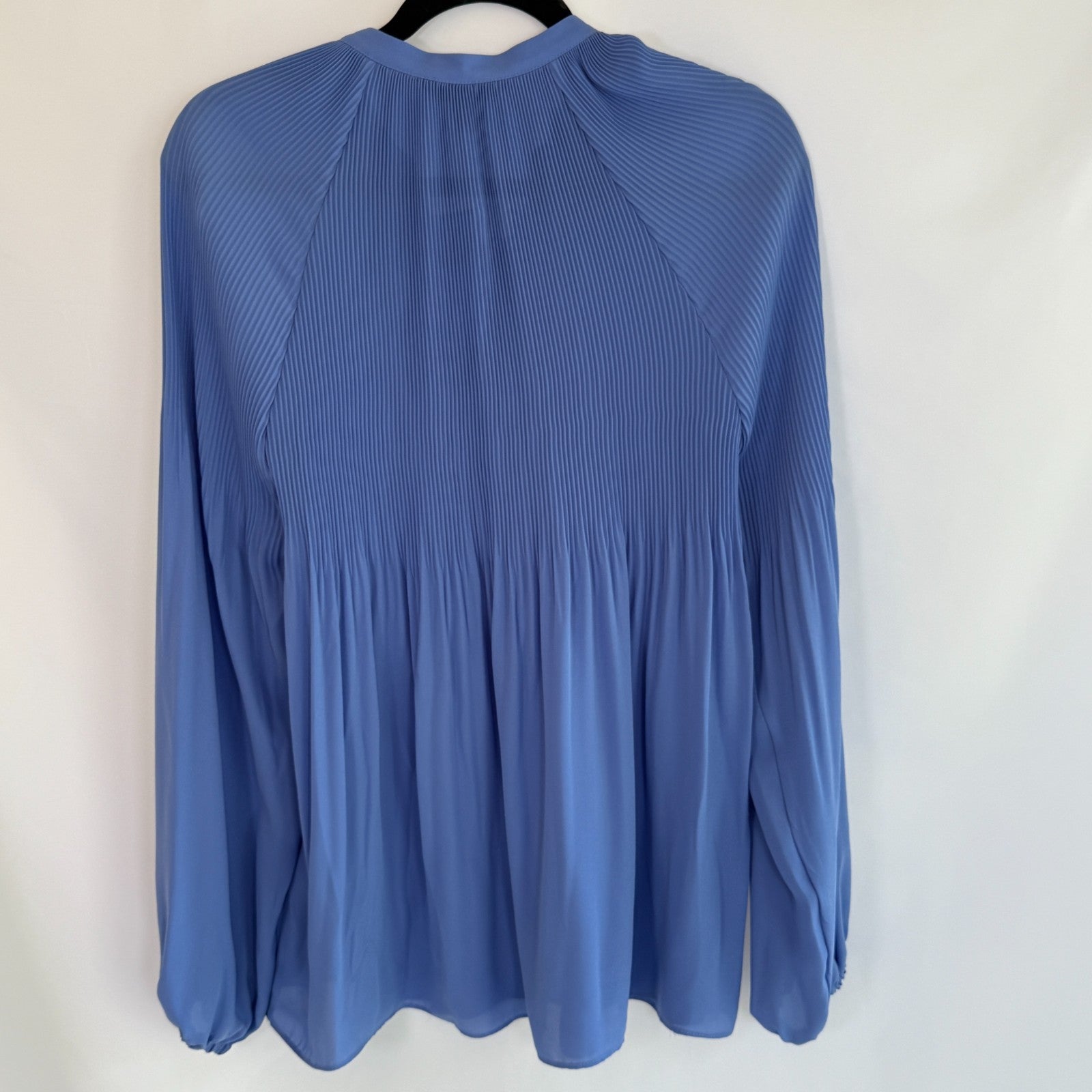 Lauren Ralph Lauren Blue Loch Blouse w/ Pleated Accents & Button-Up Front, NWT!