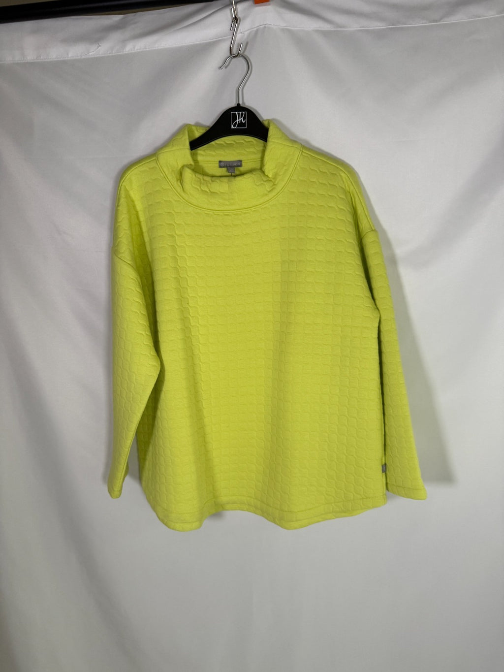 Talbots Lime Green Quilted Mock Turtleneck Pullover Size PL