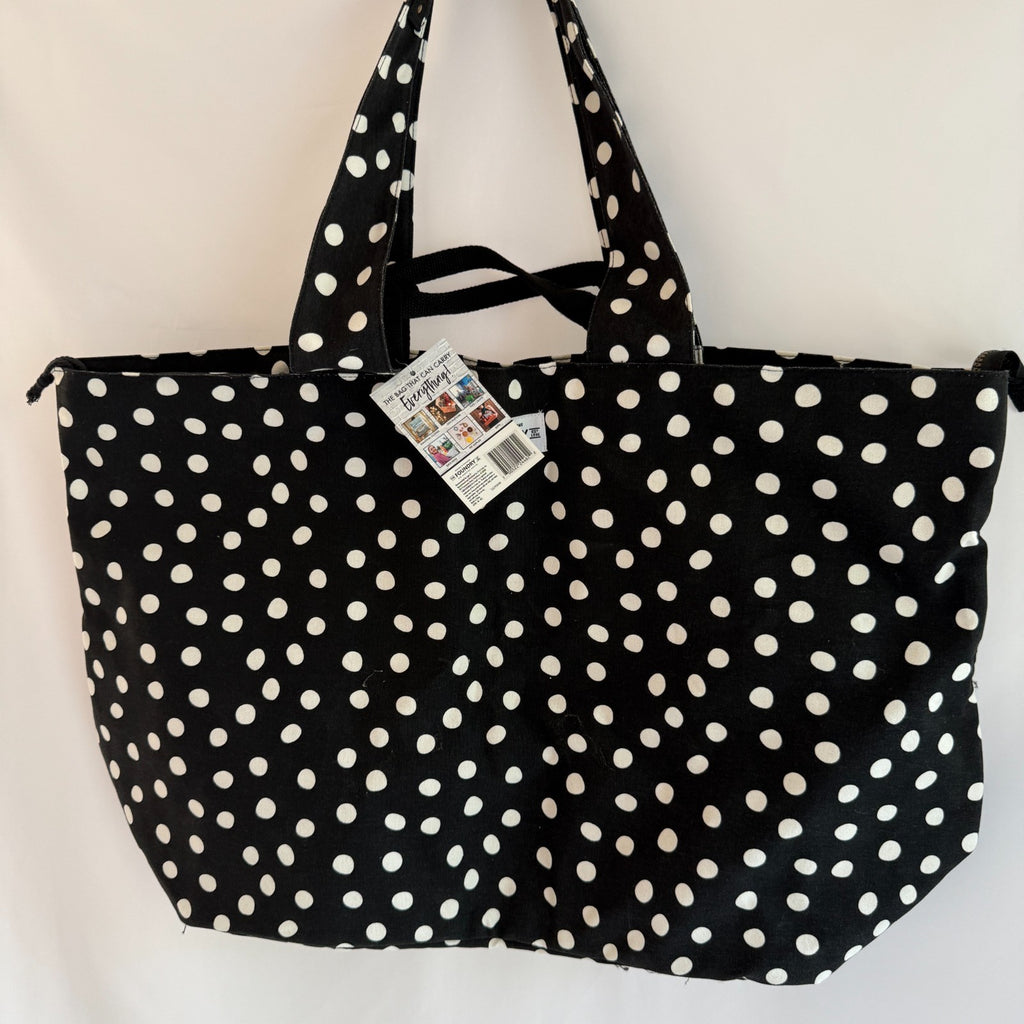Black Polka Dot Extra Large Canvas Everything Tote Bag
