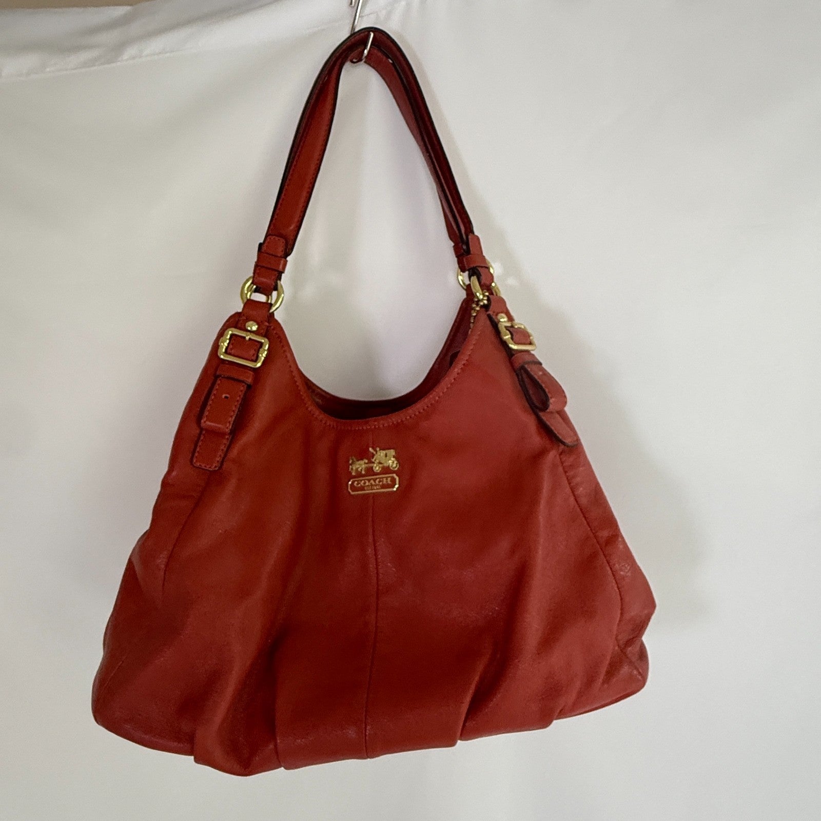 Coach 1941 Madison Maggie Designer Shoulder Bag Burnt Orange Leather purse Coach