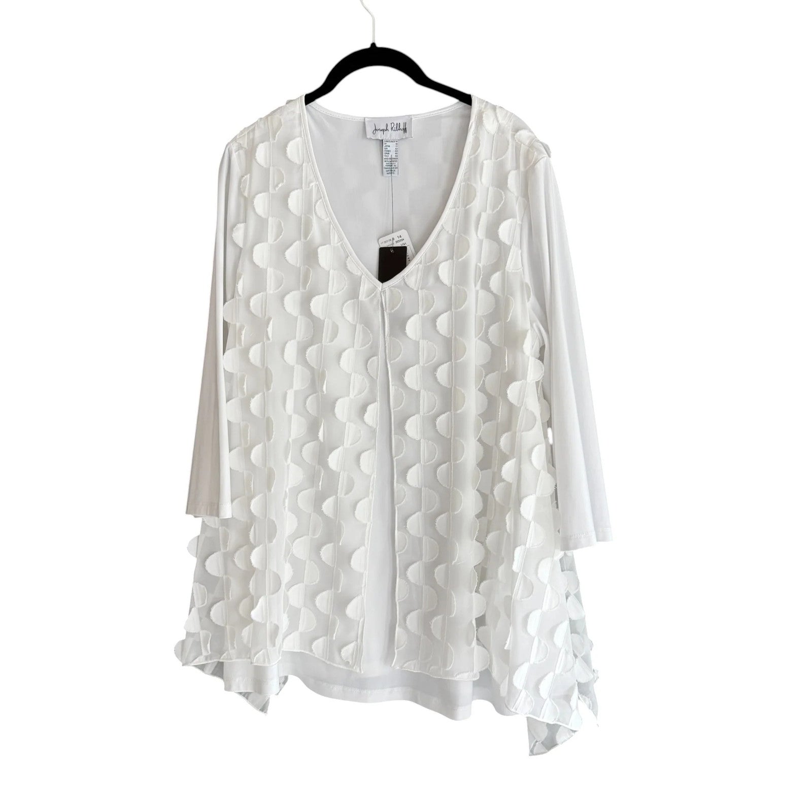 Joseph Ribkoff White Embellished Tunic. Size 14
