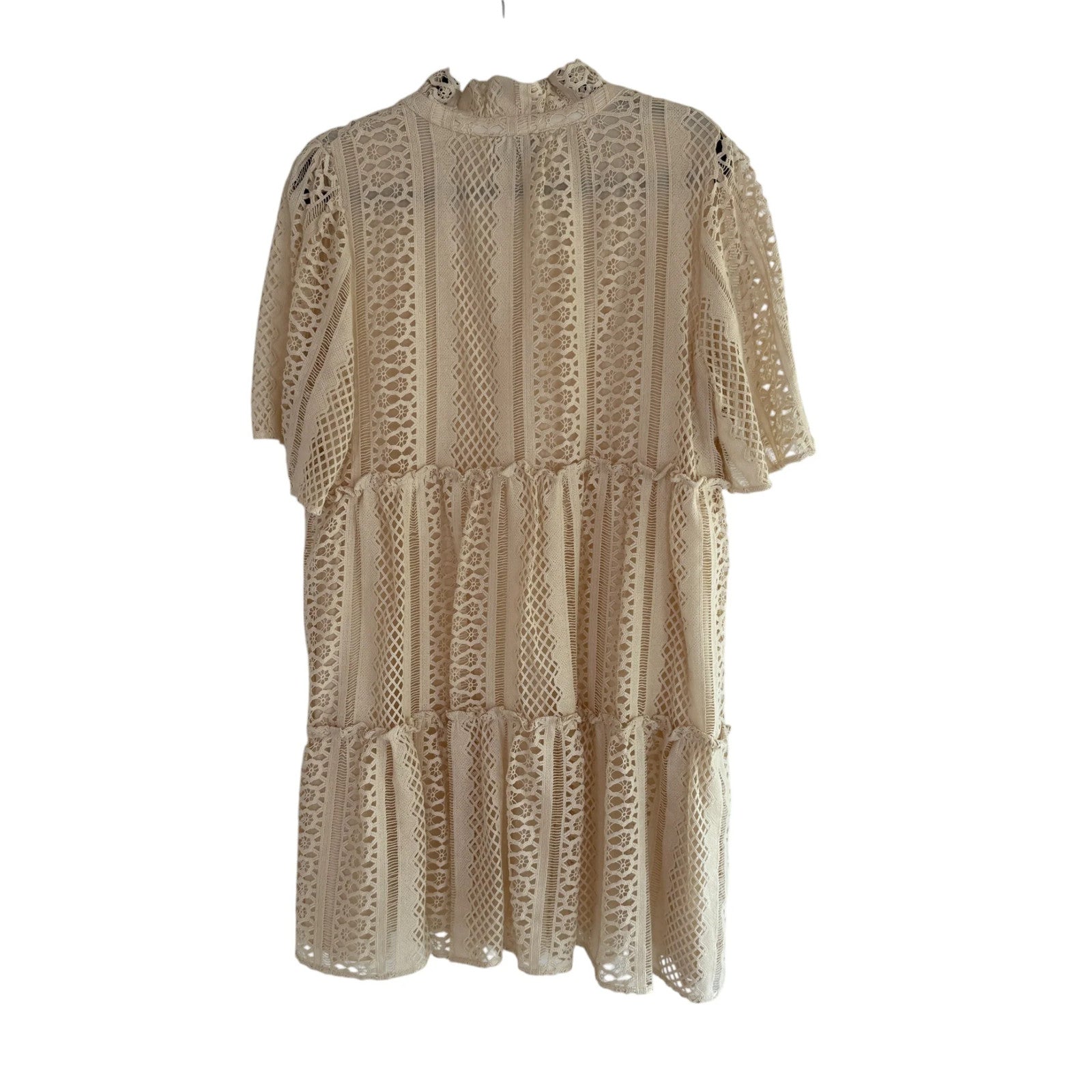 Tuckernuck Cream Crocheted Ruffled High Neck Dress Size XL