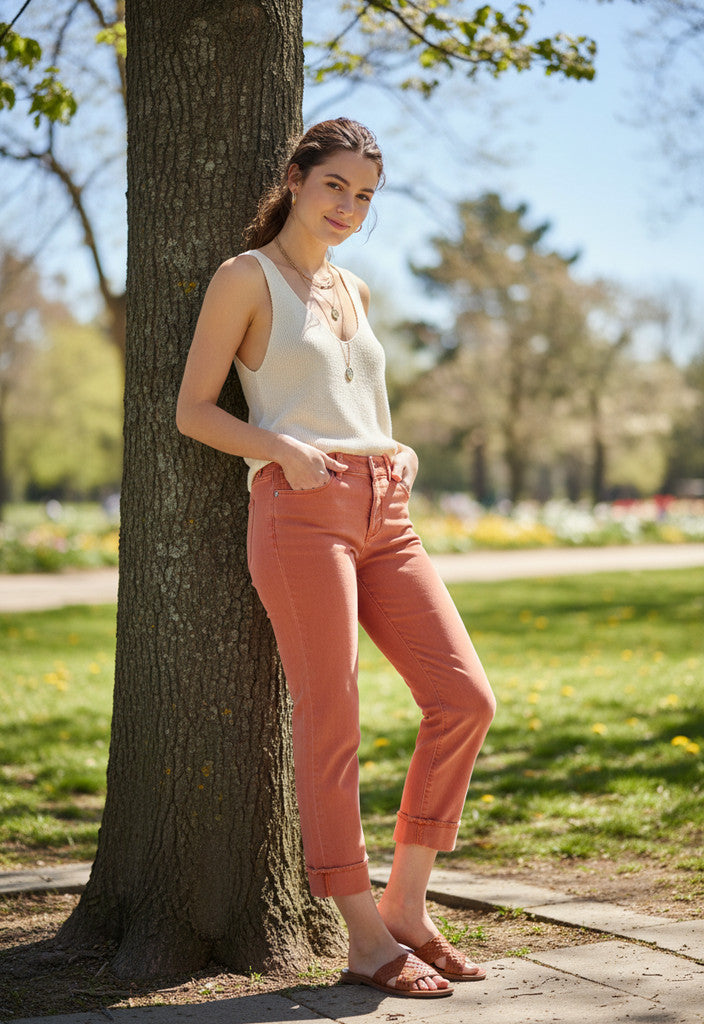 J.Jill Pure Jill Cropped  Denim Trousers in Apricot - Size 6