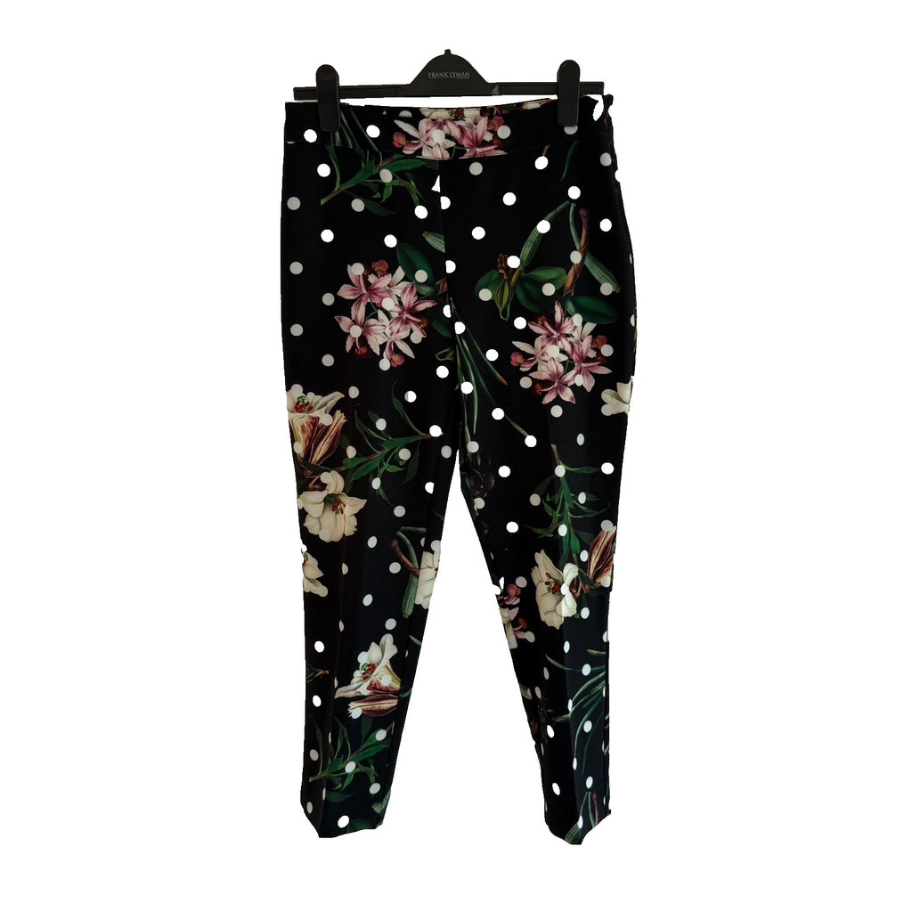 Joseph Ribkoff Floral Pull On Black Floral Print Pants  Size 8