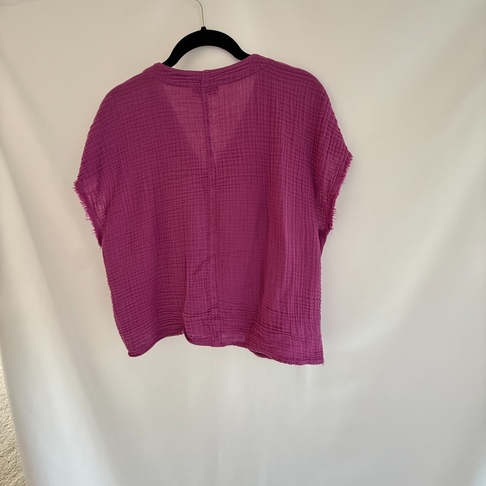 Michael Stars Evie Crossover Surplice Gauze Top Hot Pink Size L
