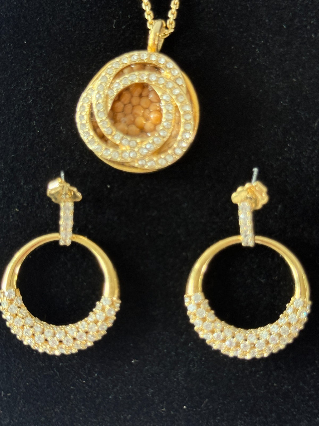 Gold and Crystal Open Circle Drop Earrings