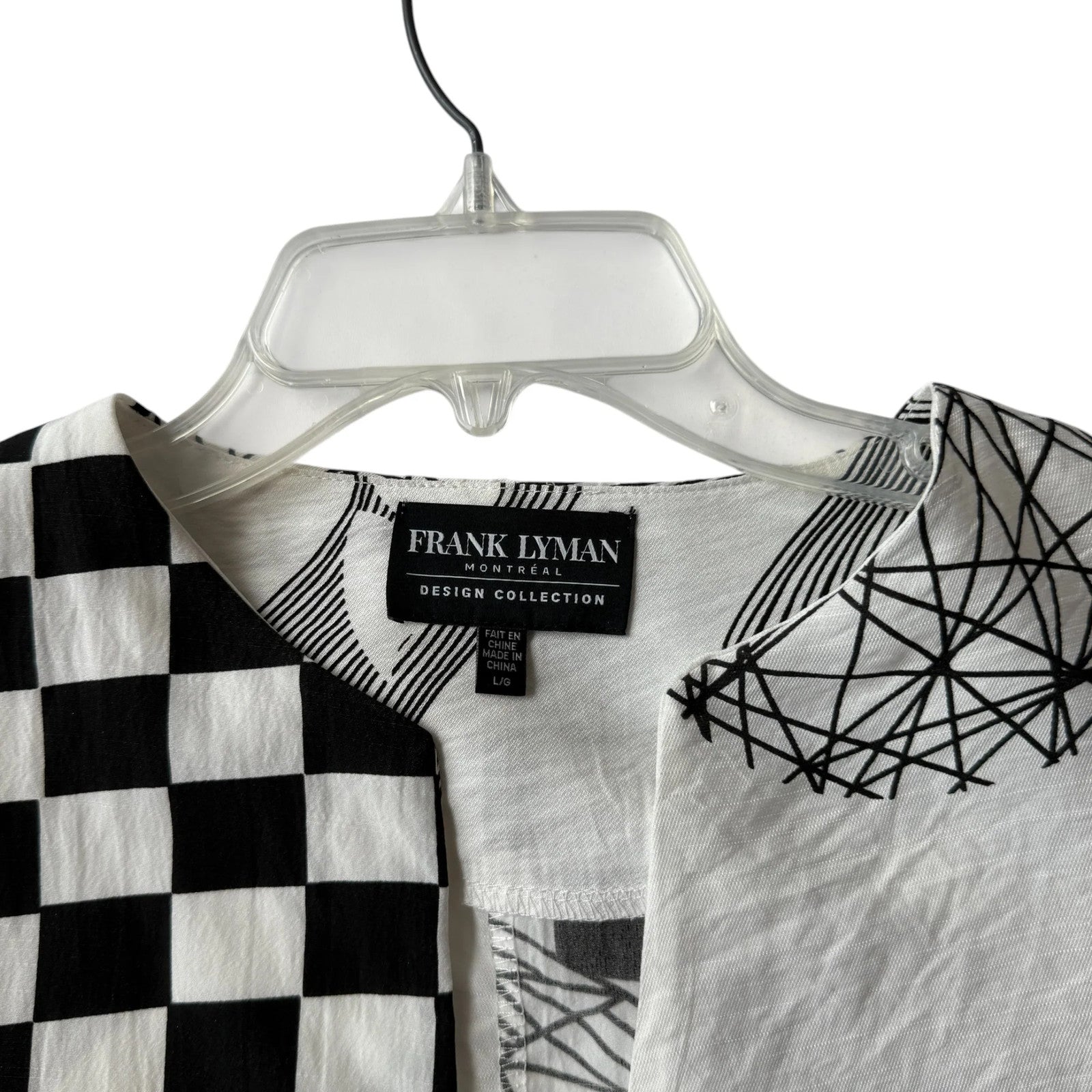 Frank Lyman Black & White Geometric Pattern Jacket/Tunic Size L