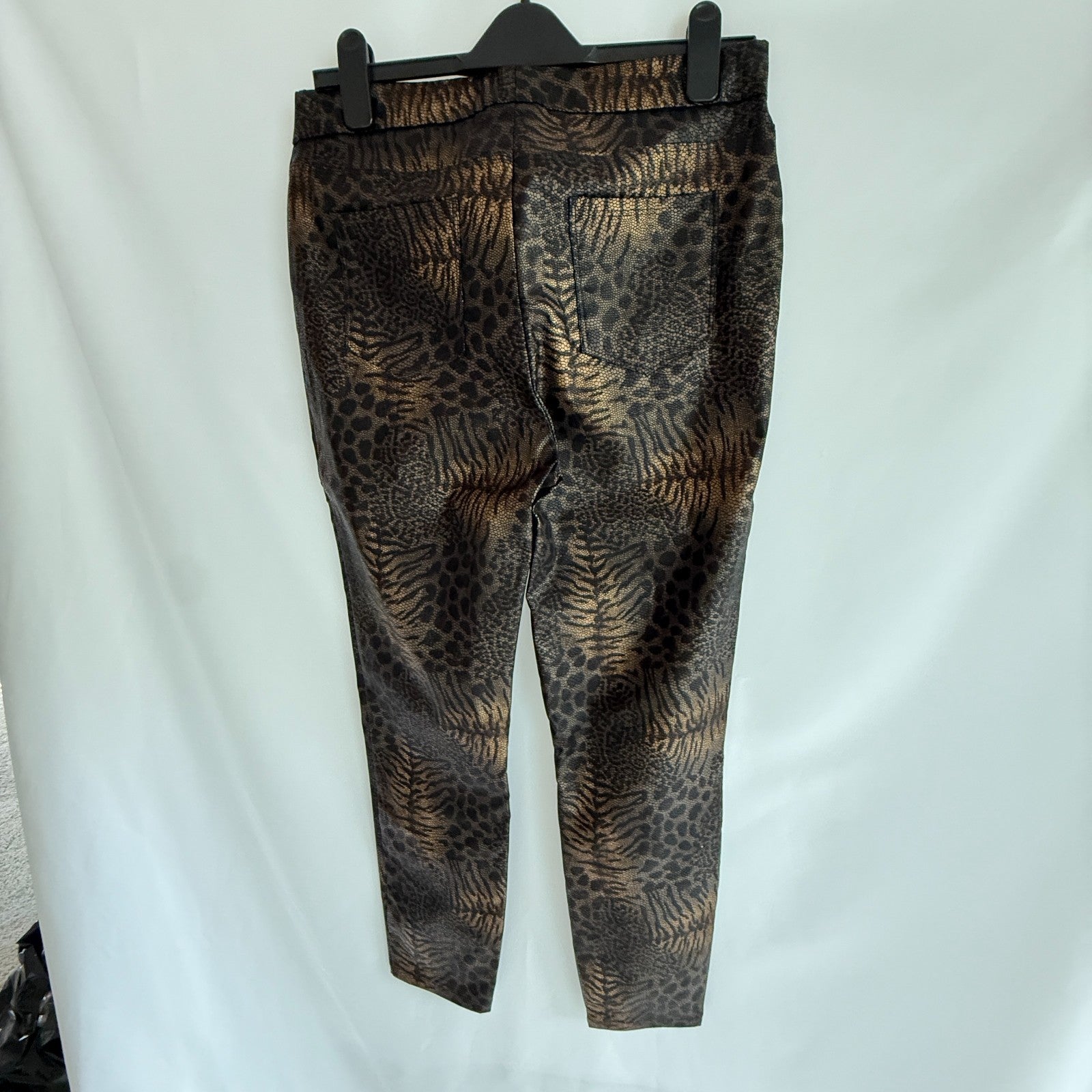 JR Faux Leather Pull On Animal Print Straight Leg Pants Size 12