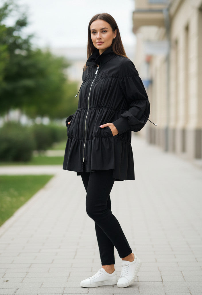 Frank Lyman Nylon Black Quilted Jacket Size M