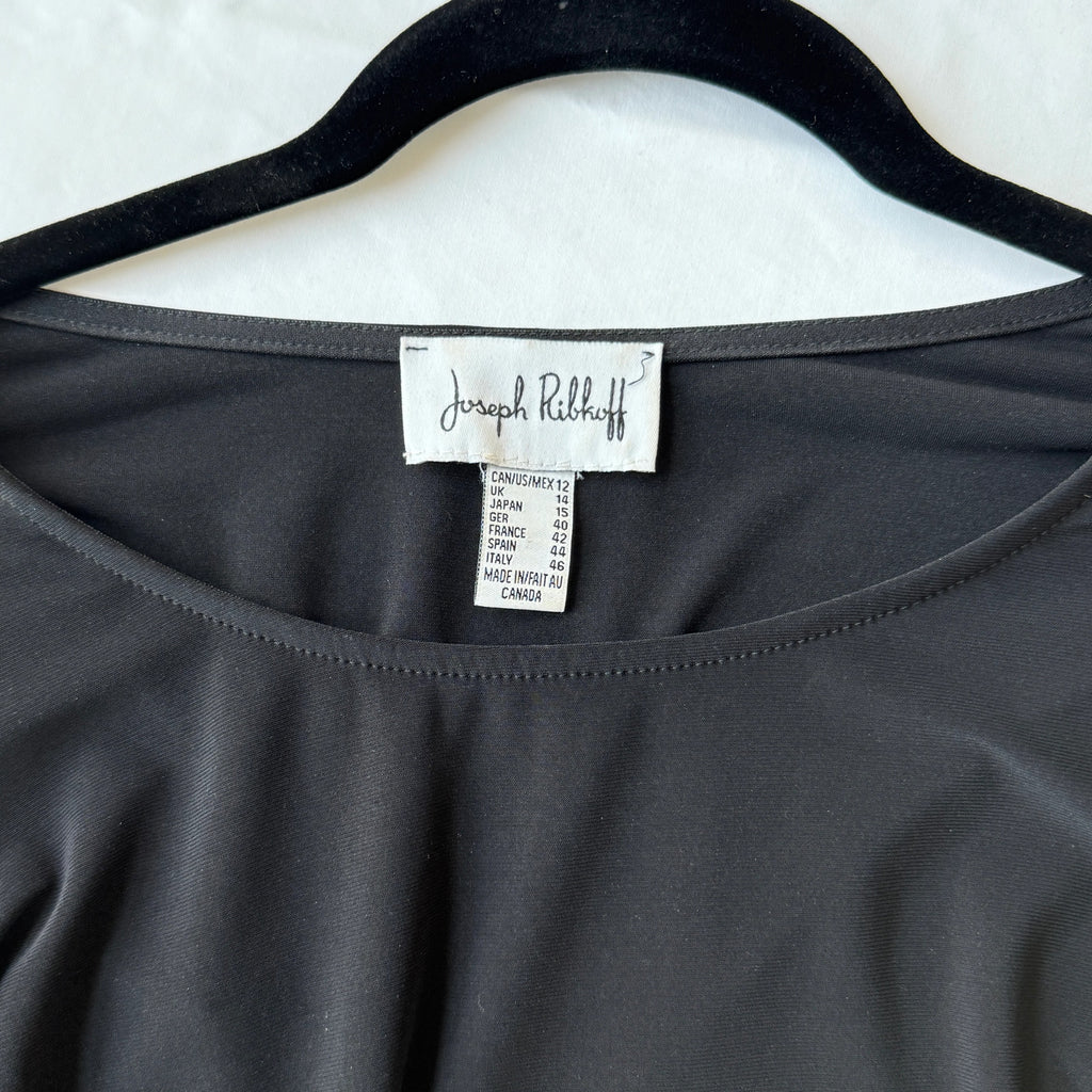 Joseph Ribkoff Black Tunic with geometric trim. Size 12.