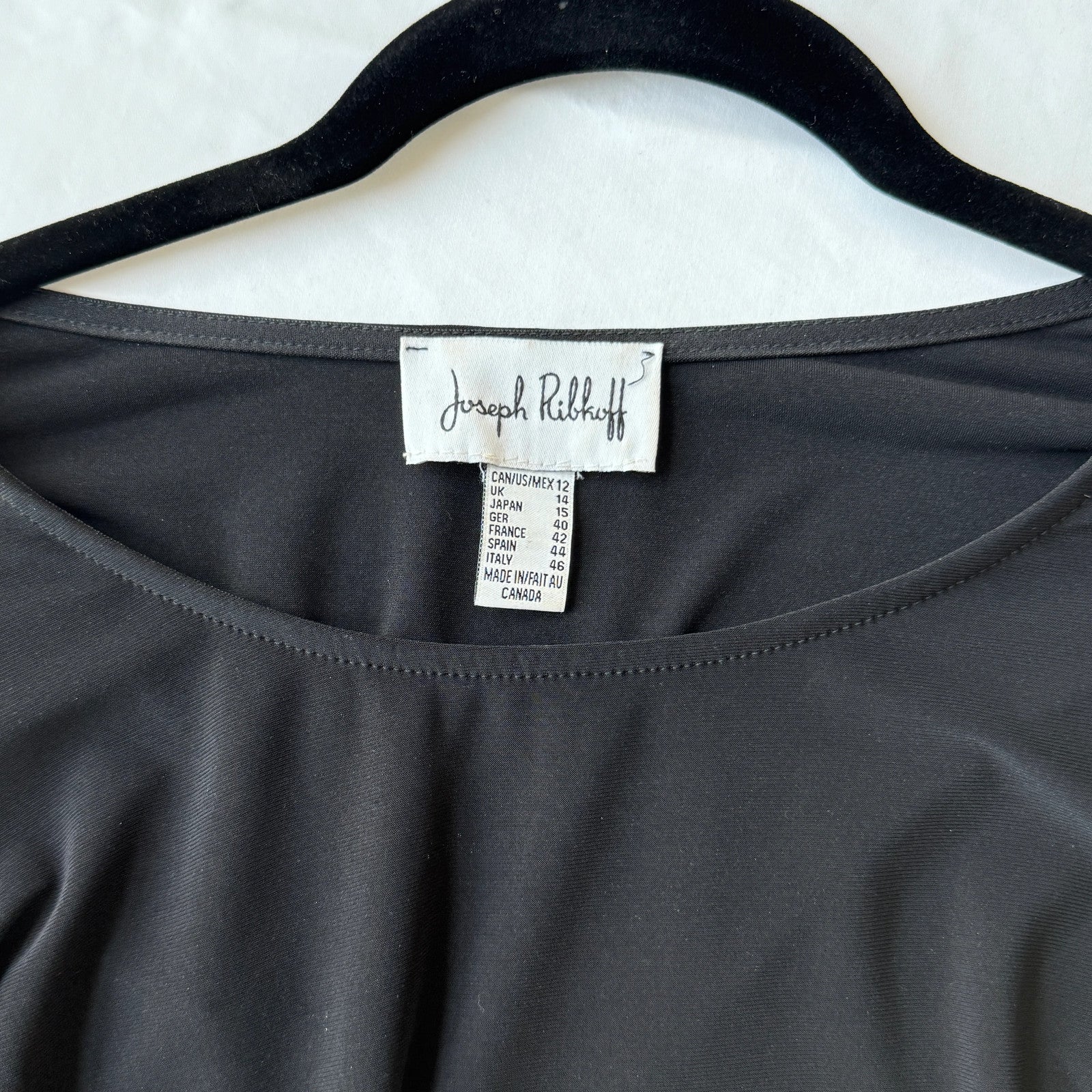 Joseph Ribkoff Black Tunic with geometric trim. Size 12.