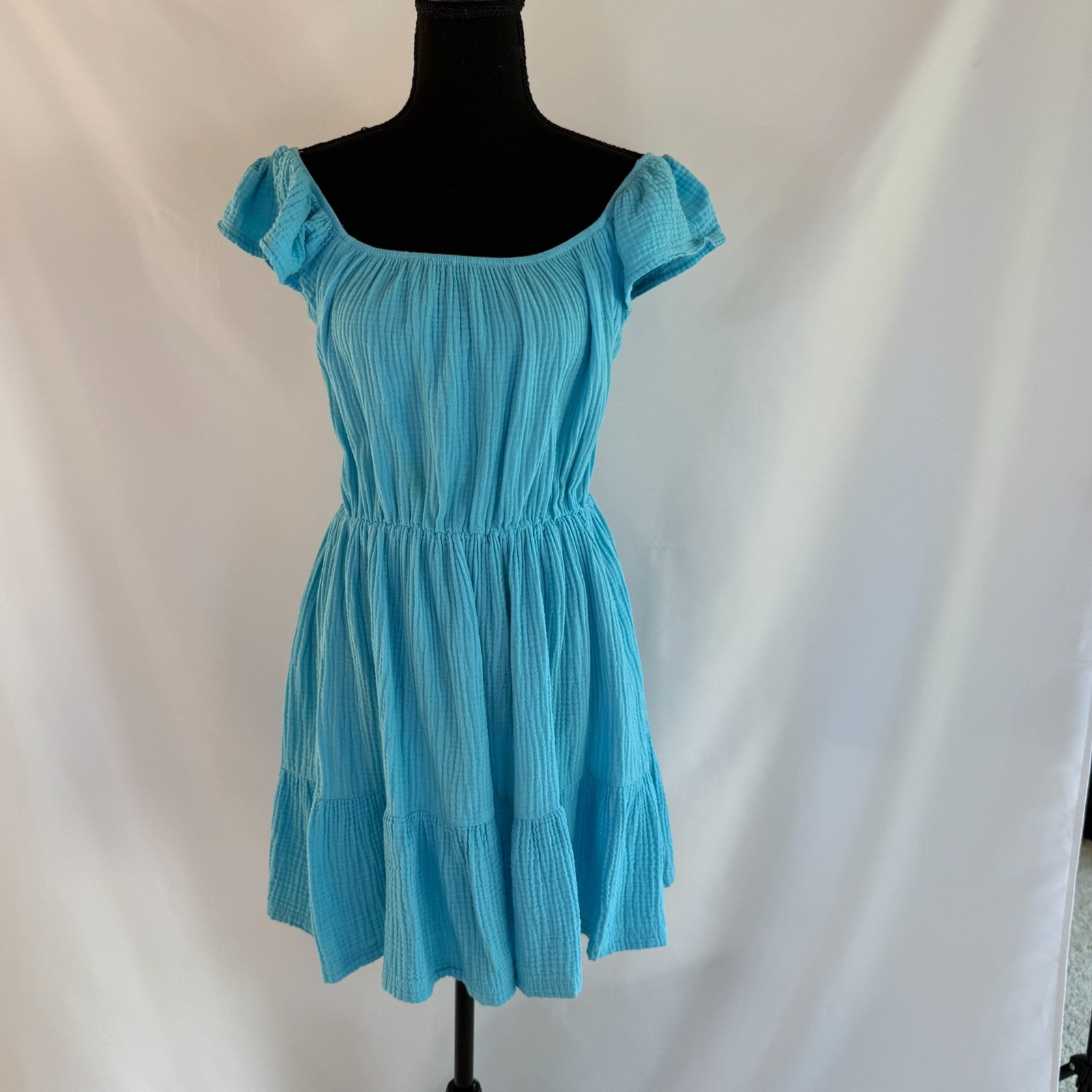 Nation Turquoise Gauze Off Shoulder Sundress Size L