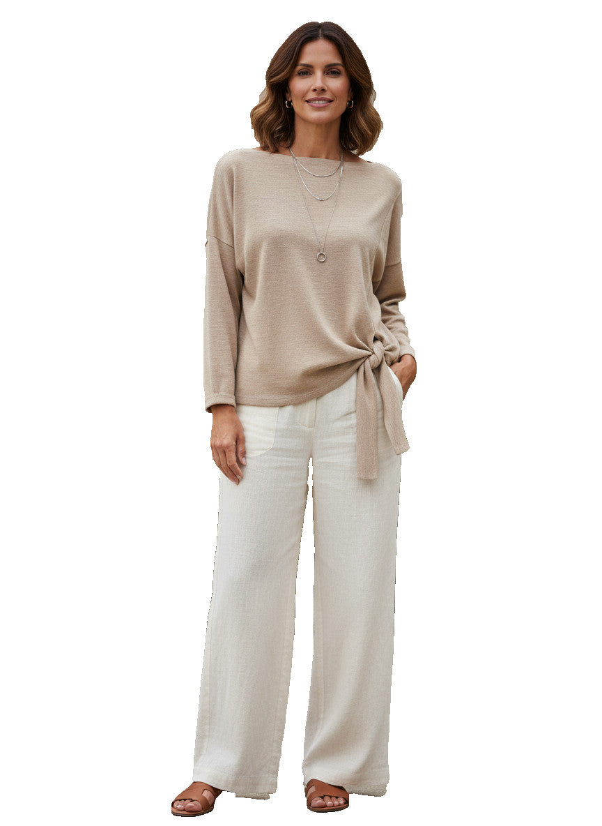 Karen Kane Beige Tie Waist Top Size PXL