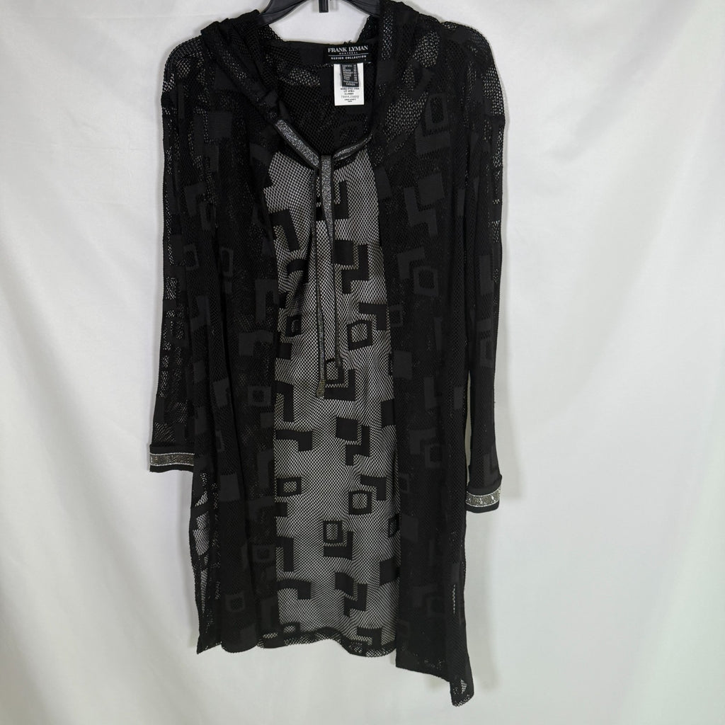 Frank Lyman Sheer Knit Wrap Black with silver embellishment Size 14